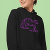"I must feed my cat" medieval woodcut design women's hoodie in black mock up - fthis