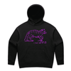 "I must feed my cat" medieval woodcut design women's hoodie in black - fthis