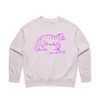 "I must feed my cat" medieval woodcut design women's sweater in orchid - fthis