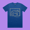Excuse me, I must feed my cat - bright royal classic t-shirt with medieval woodcut style illustration of a witches cat - fthi