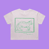 Excuse me, I must feed my cat - orchid crop t-shirt with medieval woodcut style illustration of a witches cat - fthis