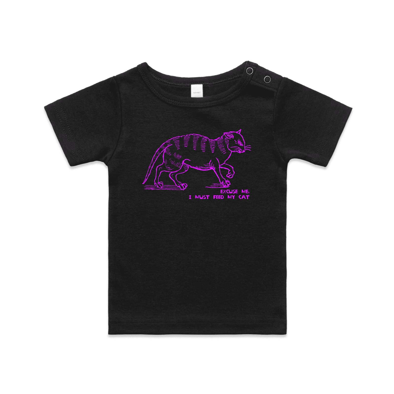 "I must feed my cat" infant t-shirt in black - fthis