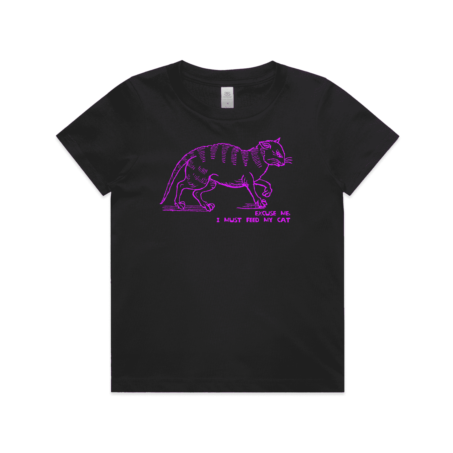 "I must feed my cat" childrens t-shirt in black - fthis