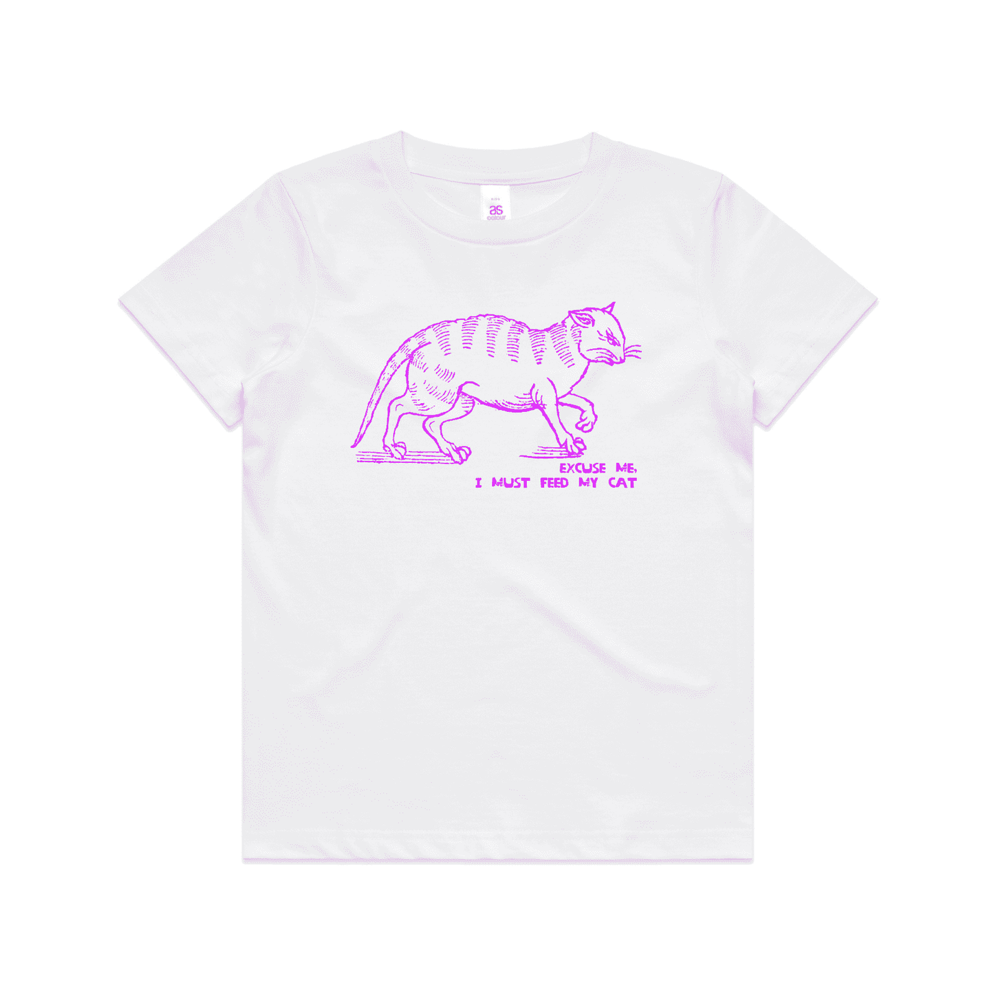 "I must feed my cat" childrens t-shirt in white - fthis