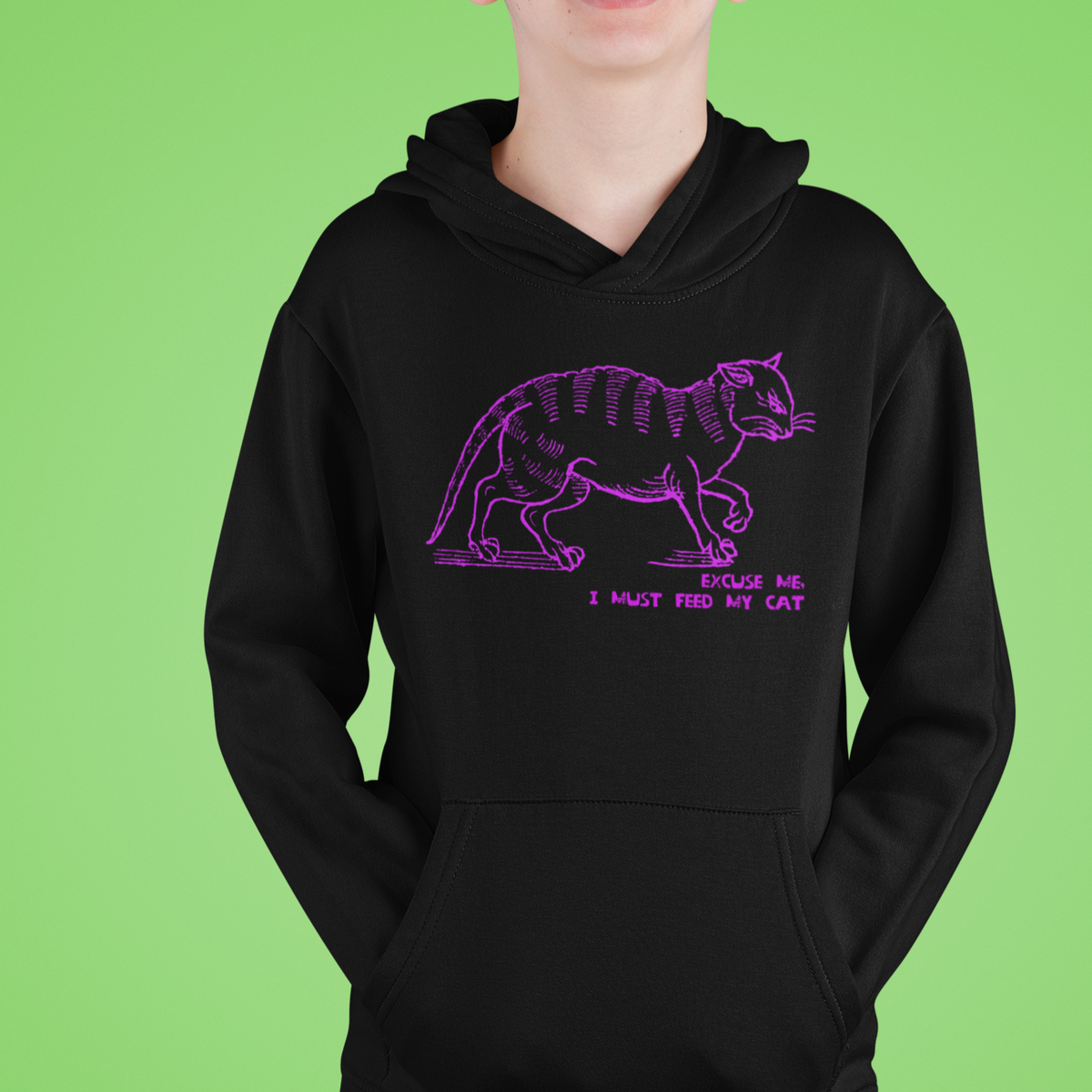 I must feed my cat | vintage design kids hoodie