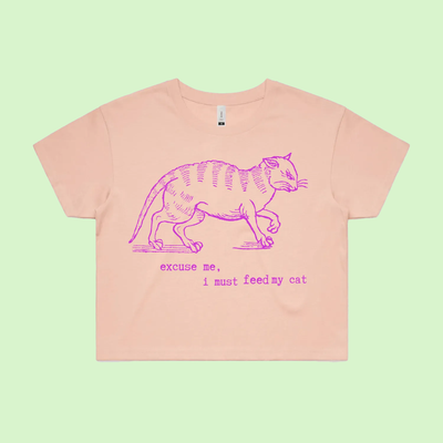 I must feed my cat - vintage tee - crop