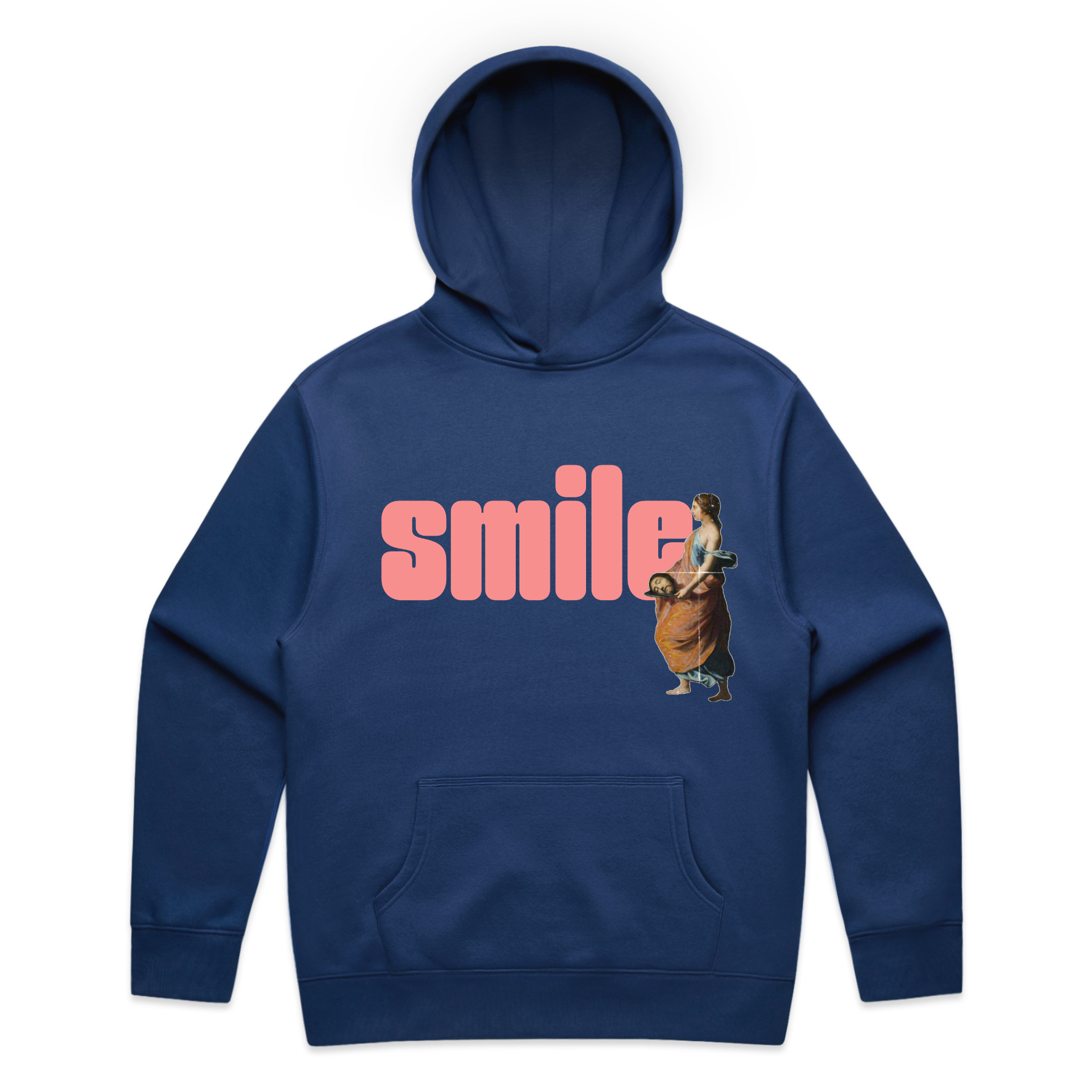 smile feminist unisex hoodie in cobalt — fthis