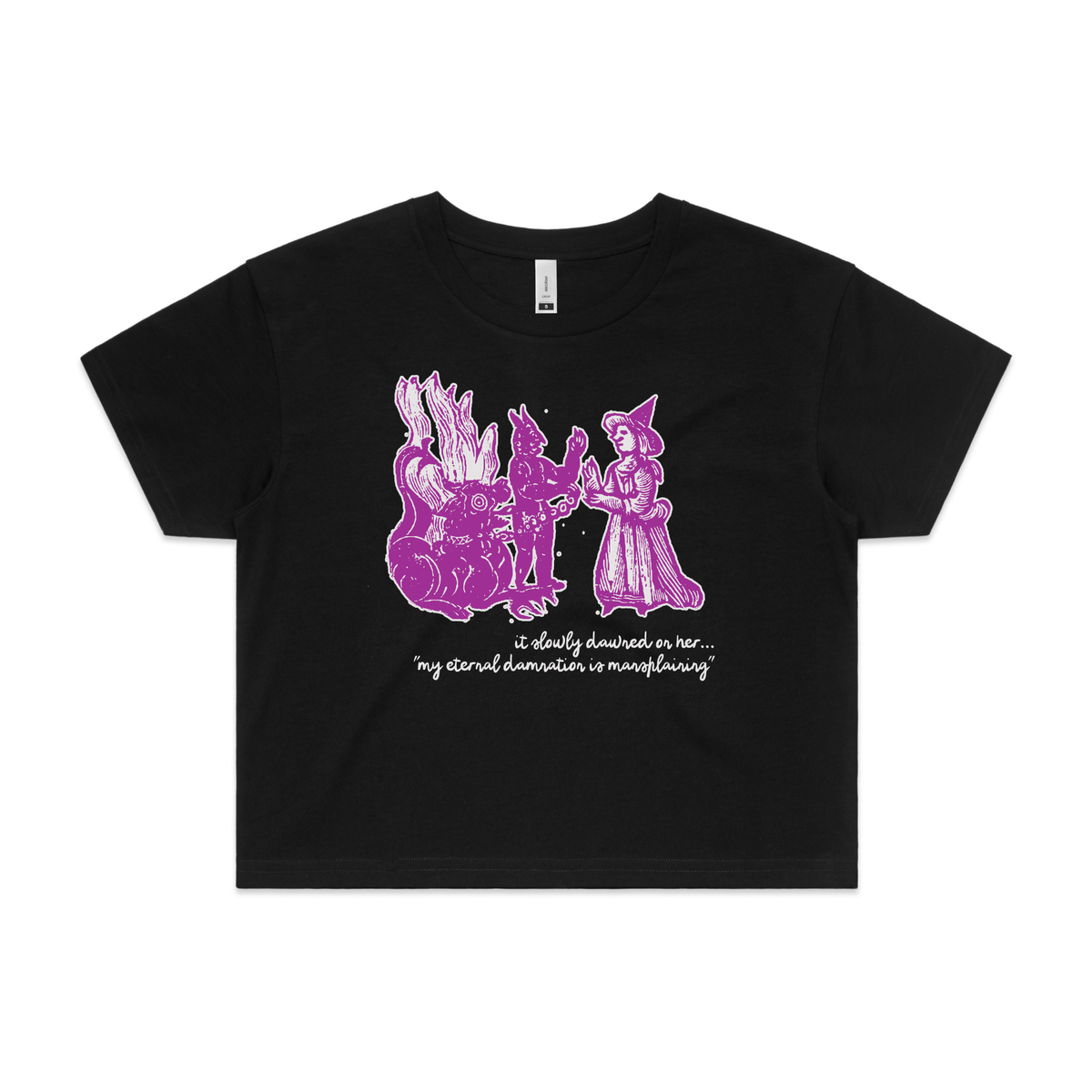 Damnation witch and devil feminist crop t-shirt in black — fthis