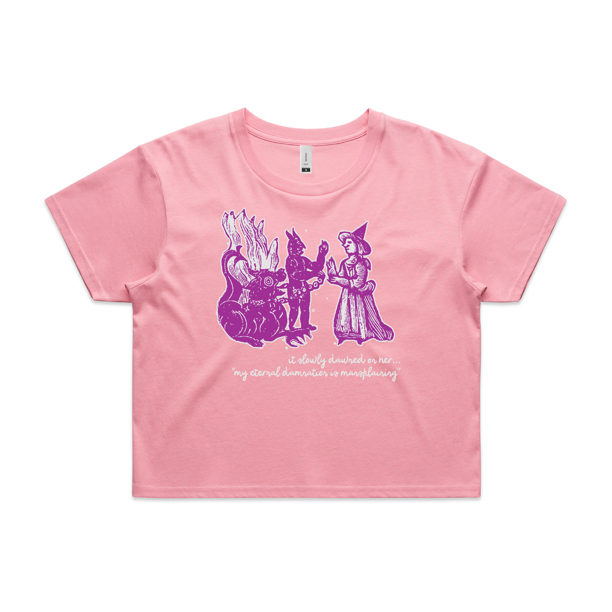 Damnation witch and devil feminist crop t-shirt in bubblegum — fthis