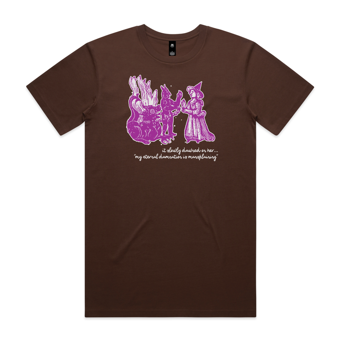 Damnation witch and devil feminist t-shirt in chestnut, unisex — fthis