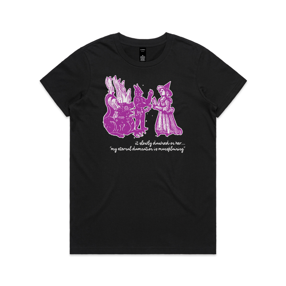 Damnation witch and devil feminist t-shirt in black, womens fit — fthis