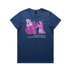 Damnation witch and devil feminist t-shirt in cobalt, womens fit — fthis