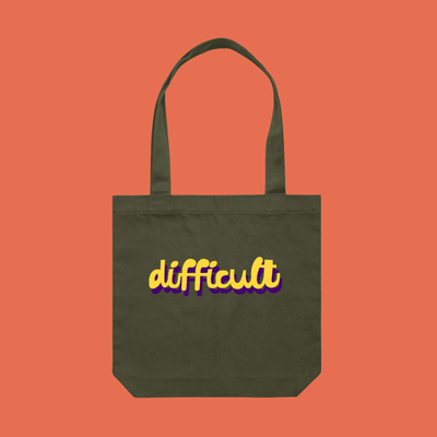 difficult | bold typography tote