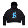 "may my dog also attend?" - medieval woodcut design on women's crop hoodie in black - fthis