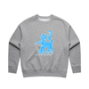 "may my dog also attend?" - medieval woodcut design on women's sweater in grey marle - fthis