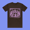 I have another engagement - dark chocolate staple t-shirt with medieval woodcut illustration showing witches dancing in a cir