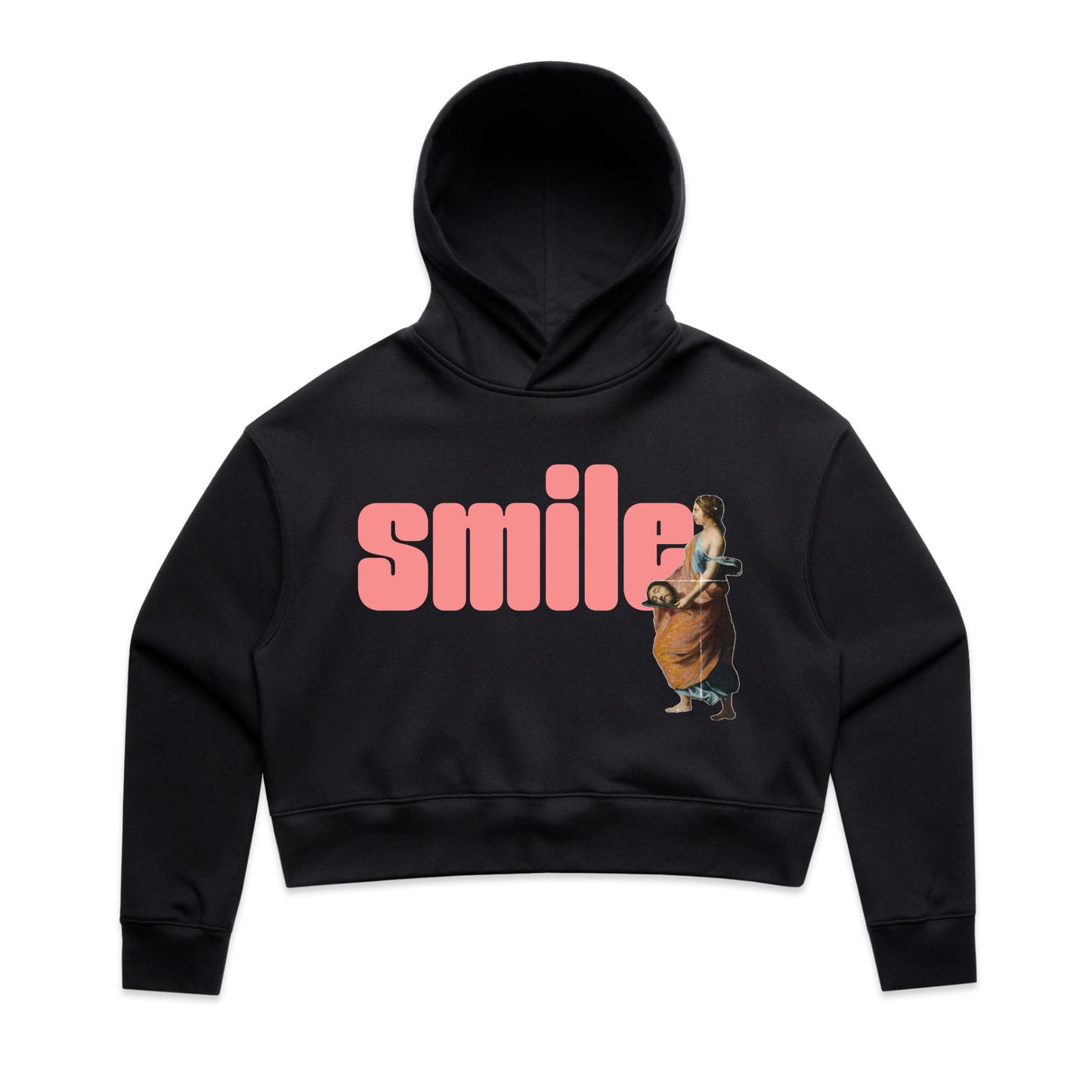 smile feminist crop hoodie in black — fthis