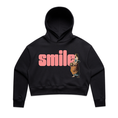 smile feminist crop hoodie in black — fthis
