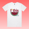 fruity - white classic men’s unisex t-shirt featuring “f*this genocide” text with stylised watermelon illustration