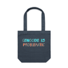 genocide is probleatic tote bag - petrol blue - fthis
