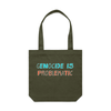 genocide is probleatic tote bag - army - fthis