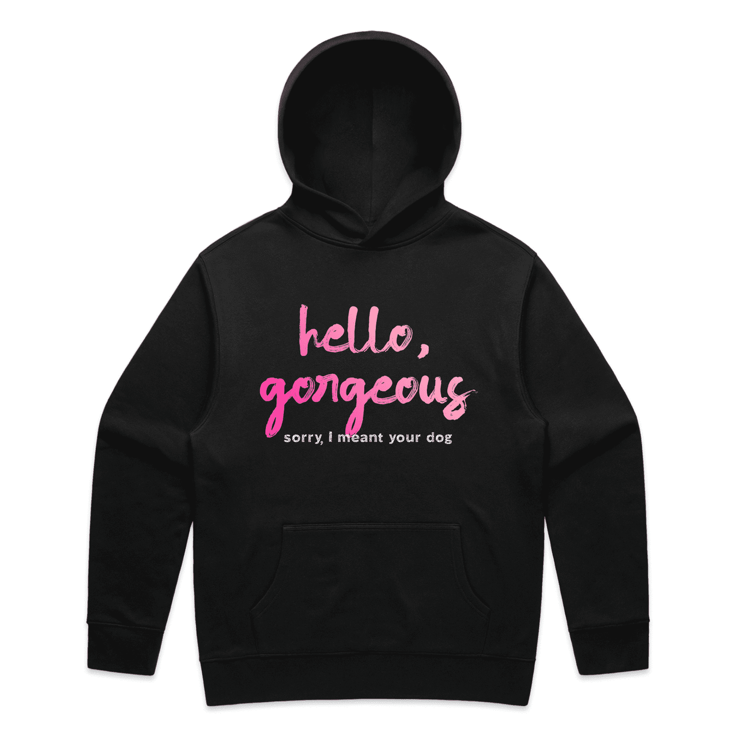 "Hello gorgeous! I meant your dog" - men's hoodie in black - fthis