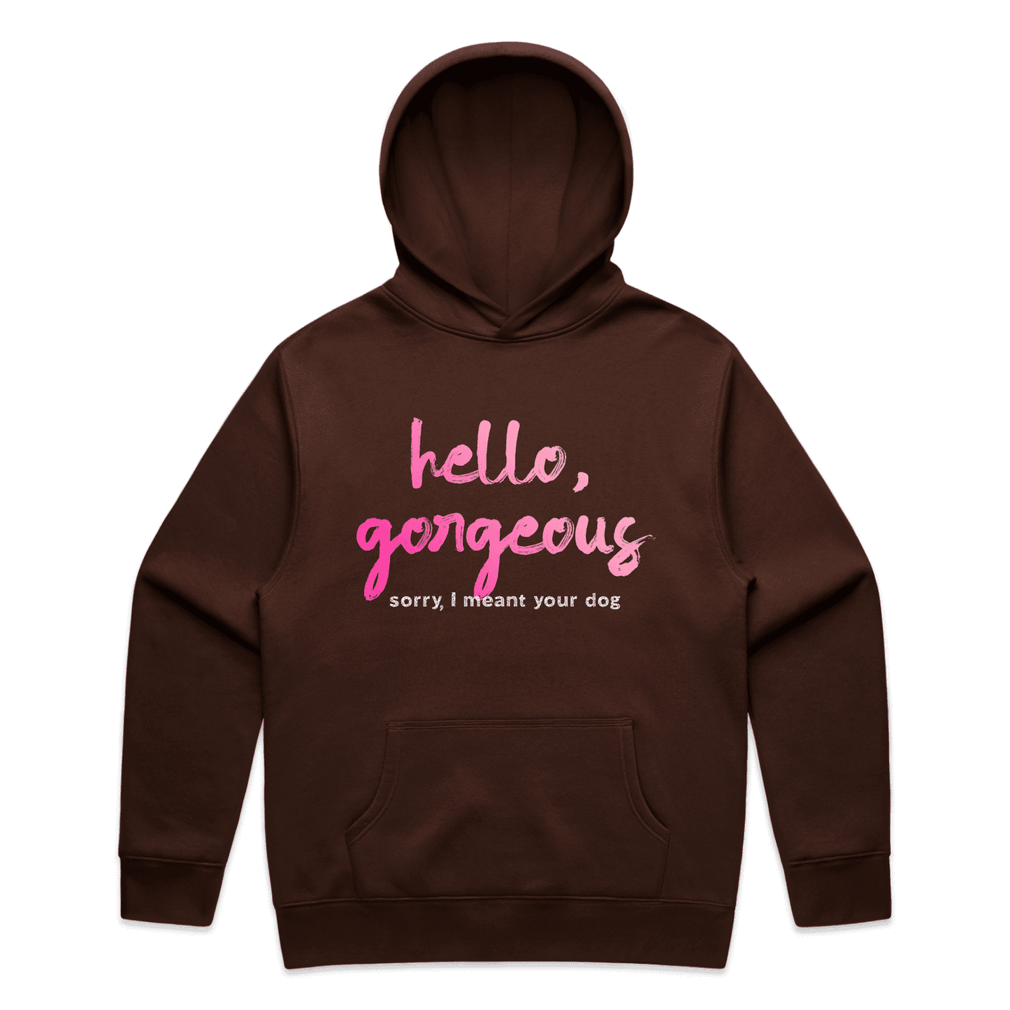 "Hello gorgeous! I meant your dog" - men's hoodie in chestnut - fthis