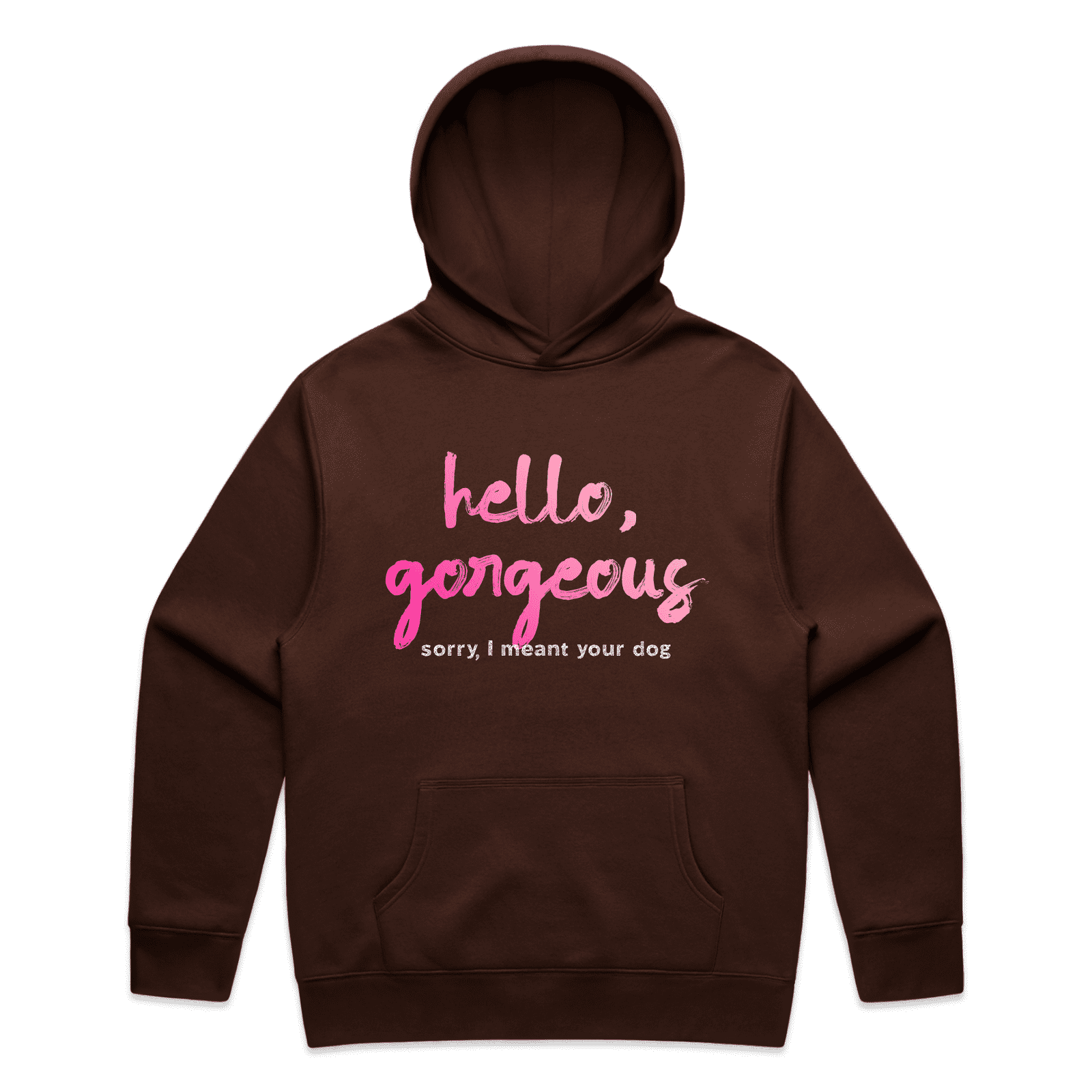 "Hello gorgeous! I meant your dog" - men's hoodie in chestnut - fthis