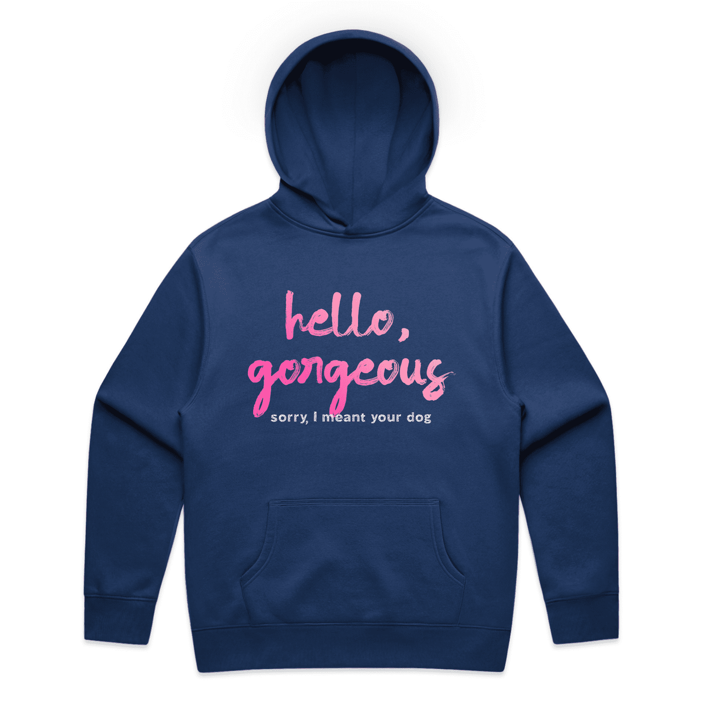 "Hello gorgeous! I meant your dog" - unisex hoodie in cobalt - fthis