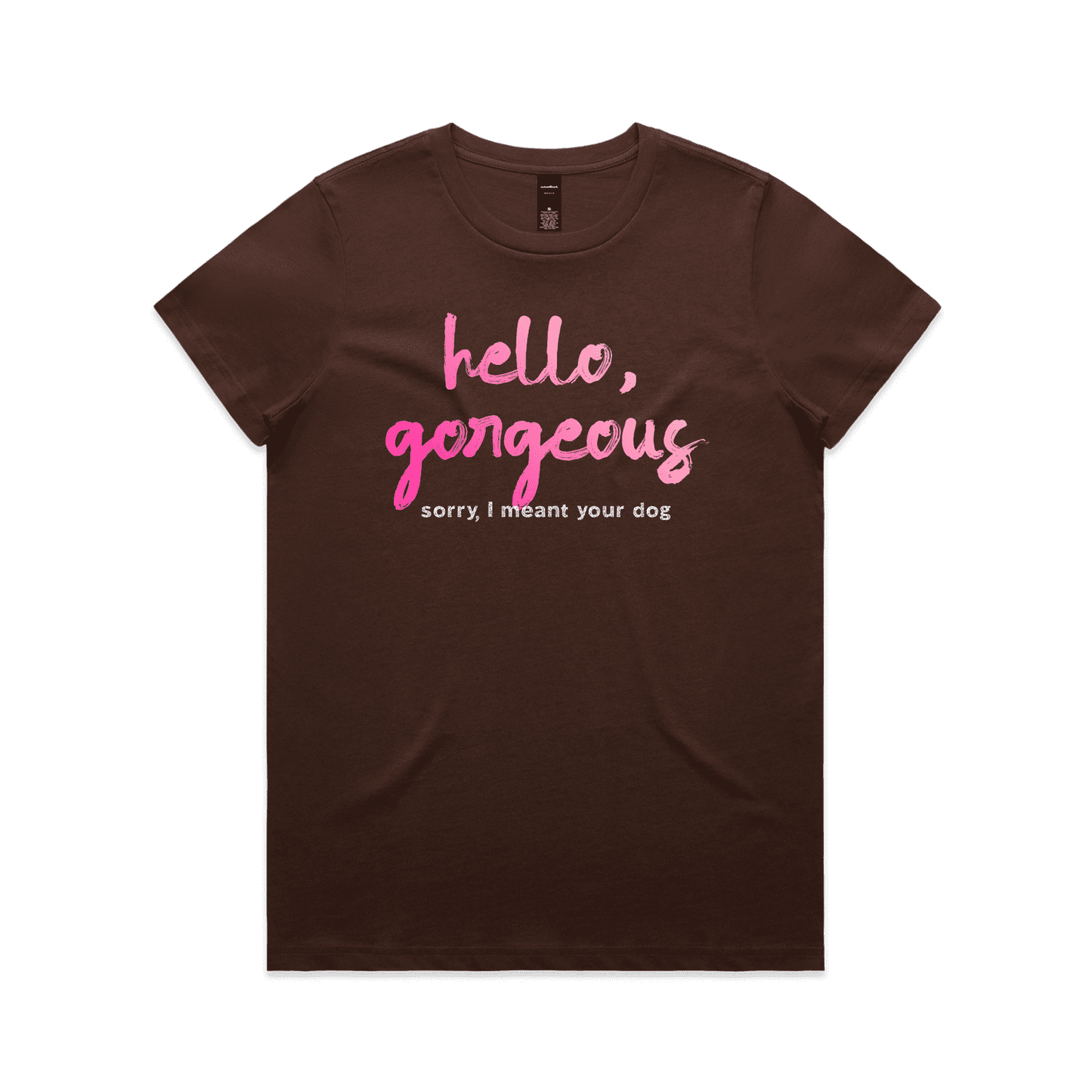 "Hello gorgeous! I meant your dog" - women's t-shirt in chestnut - fthis