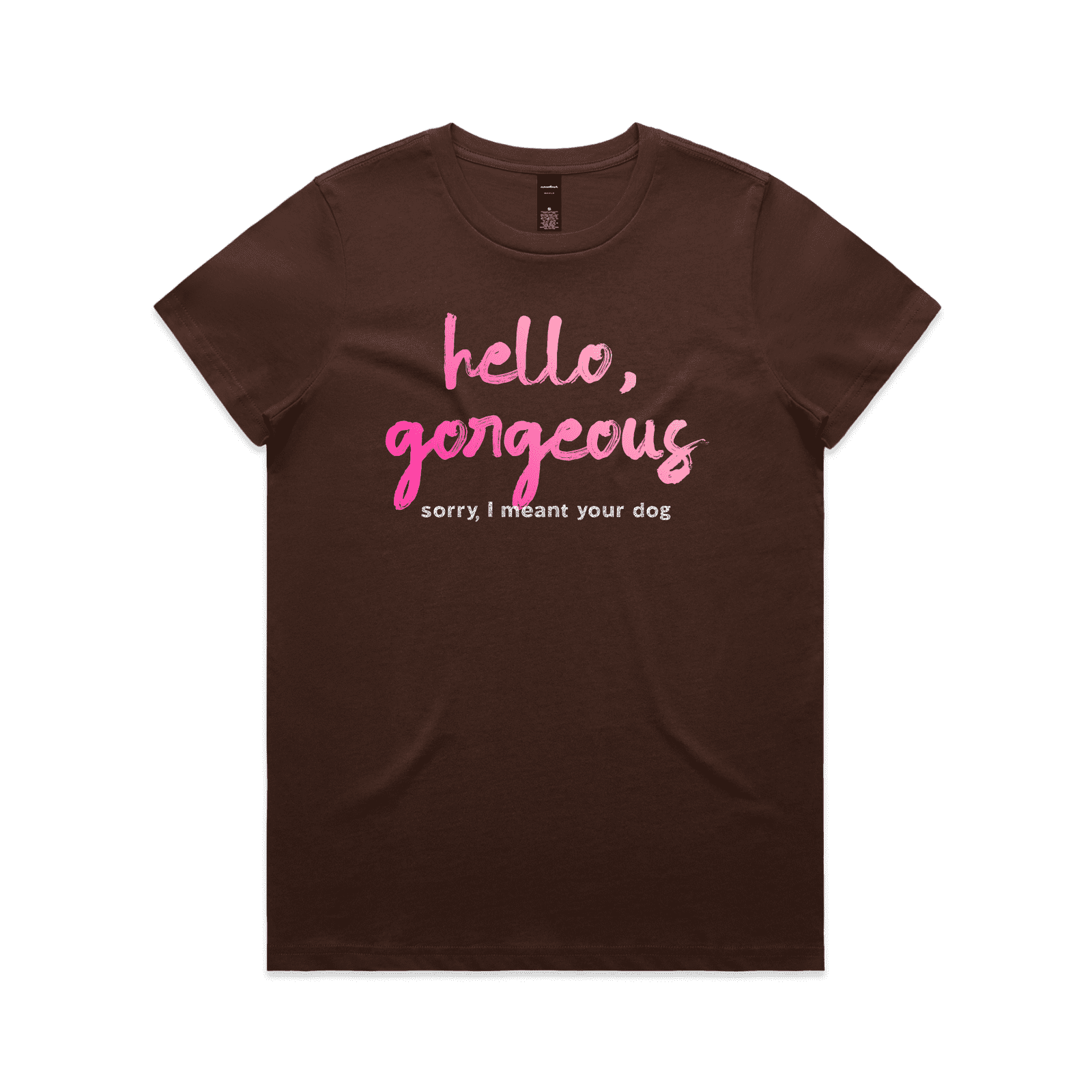 "Hello gorgeous! I meant your dog" - women's t-shirt in chestnut - fthis