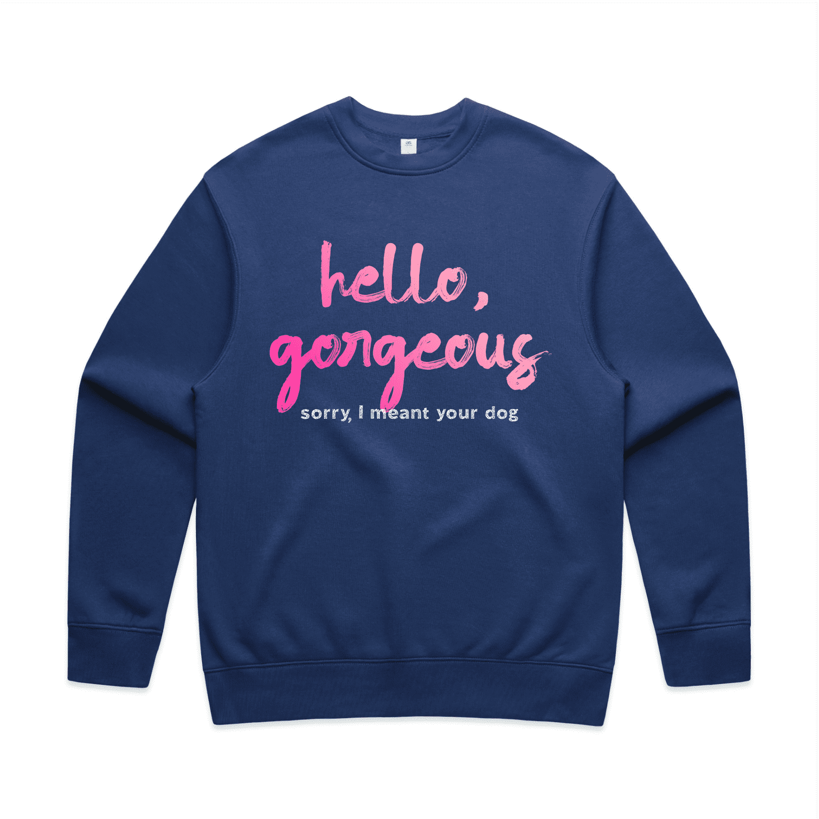 "Hello gorgeous! I meant your dog" - men's sweater in cobalt - fthis