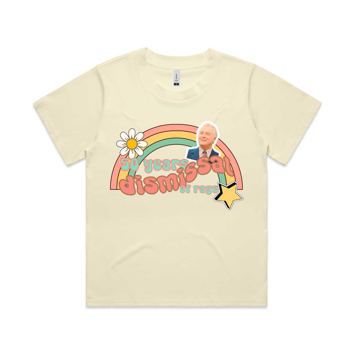 Dismissal 50th anniversary t-shirt - Gough Whitlam - women's boxy t-shirt - butter - fthis