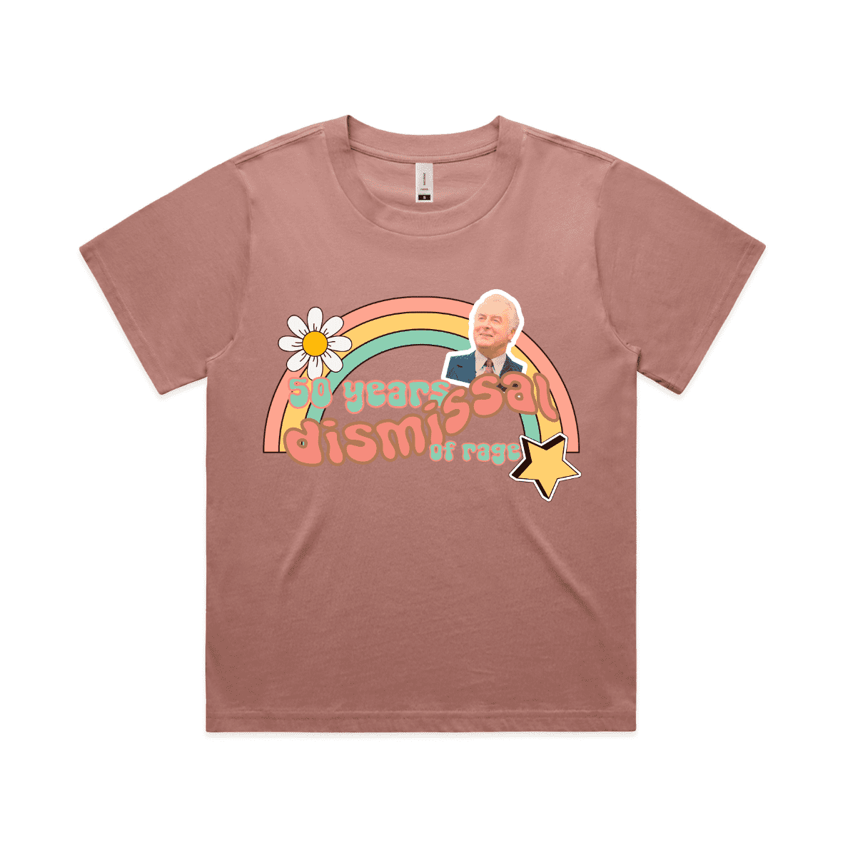 Dismissal 50th anniversary t-shirt - Gough Whitlam - women's boxy t-shirt - hazy pink - fthis
