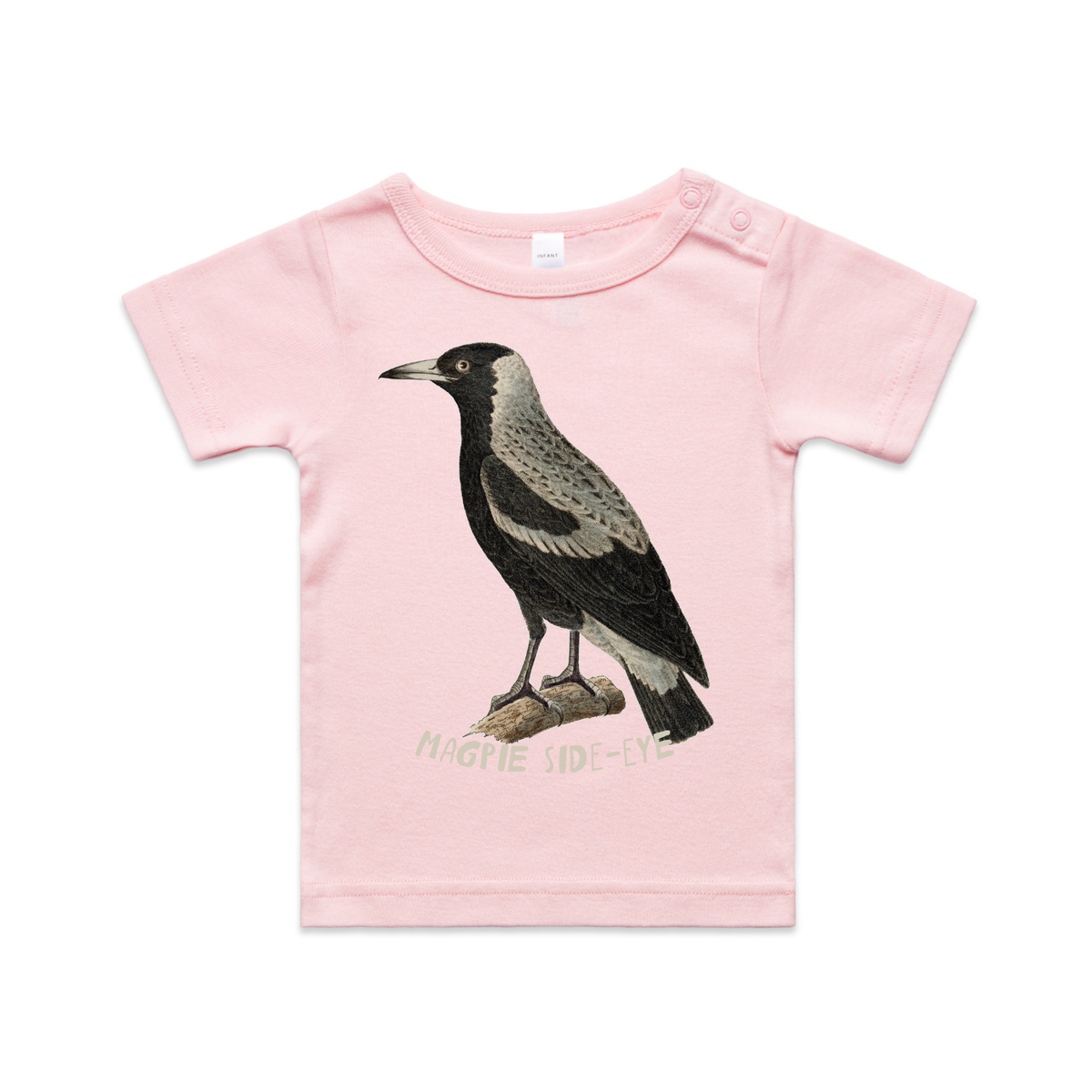 magpie side-eye | australian magpie kids t-shirt