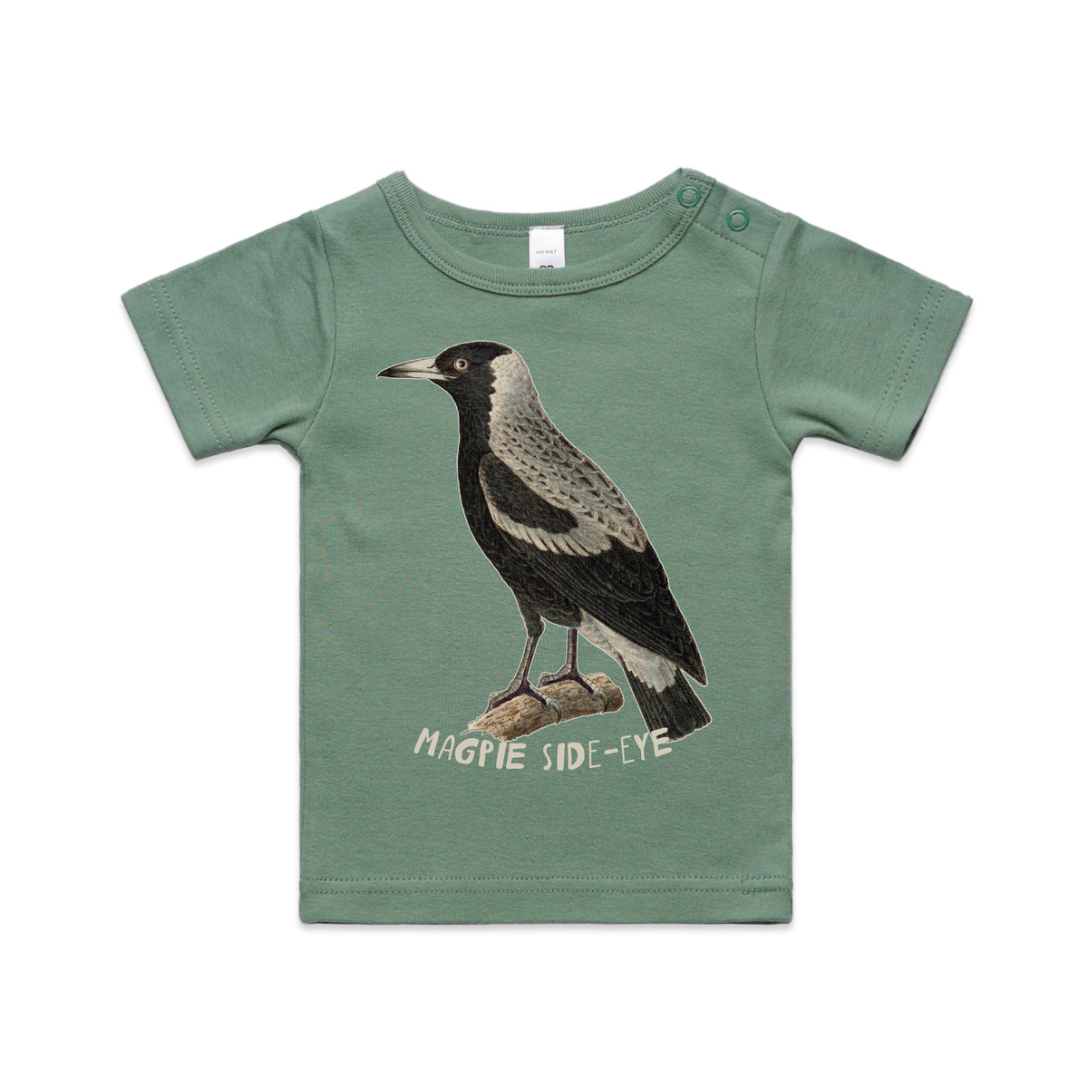 magpie side-eye | australian magpie kids t-shirt