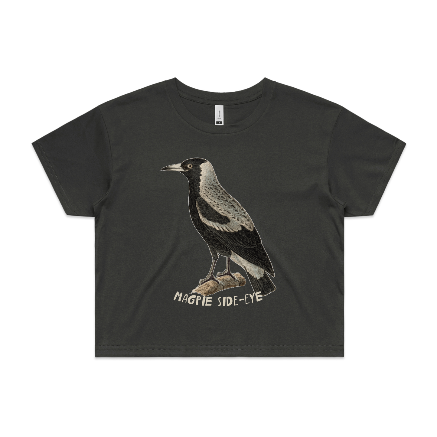 Magpie side-eye crop t-shirt in coal — fthis