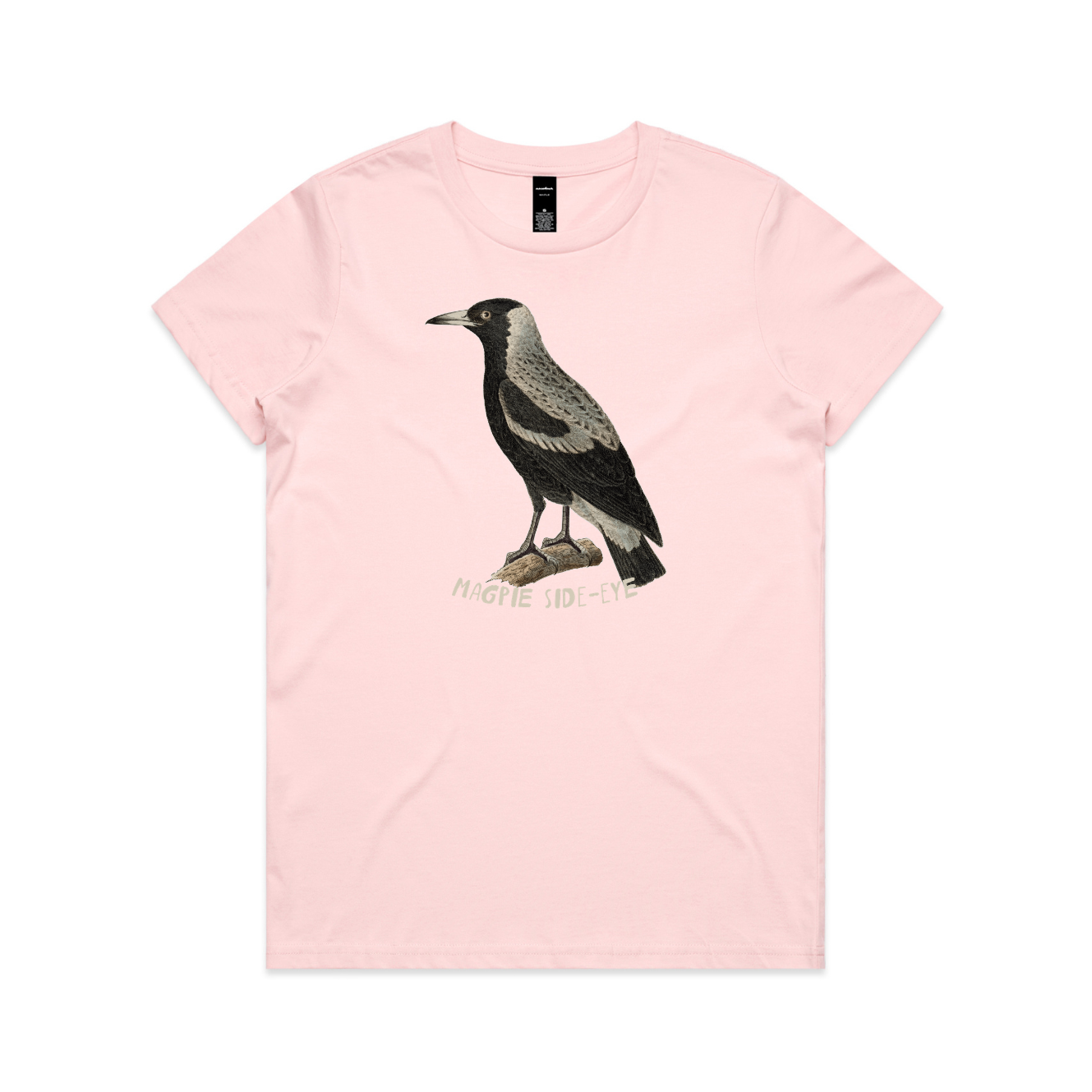 Magpie side-eye women's relaxed t-shirt in pink — fthis