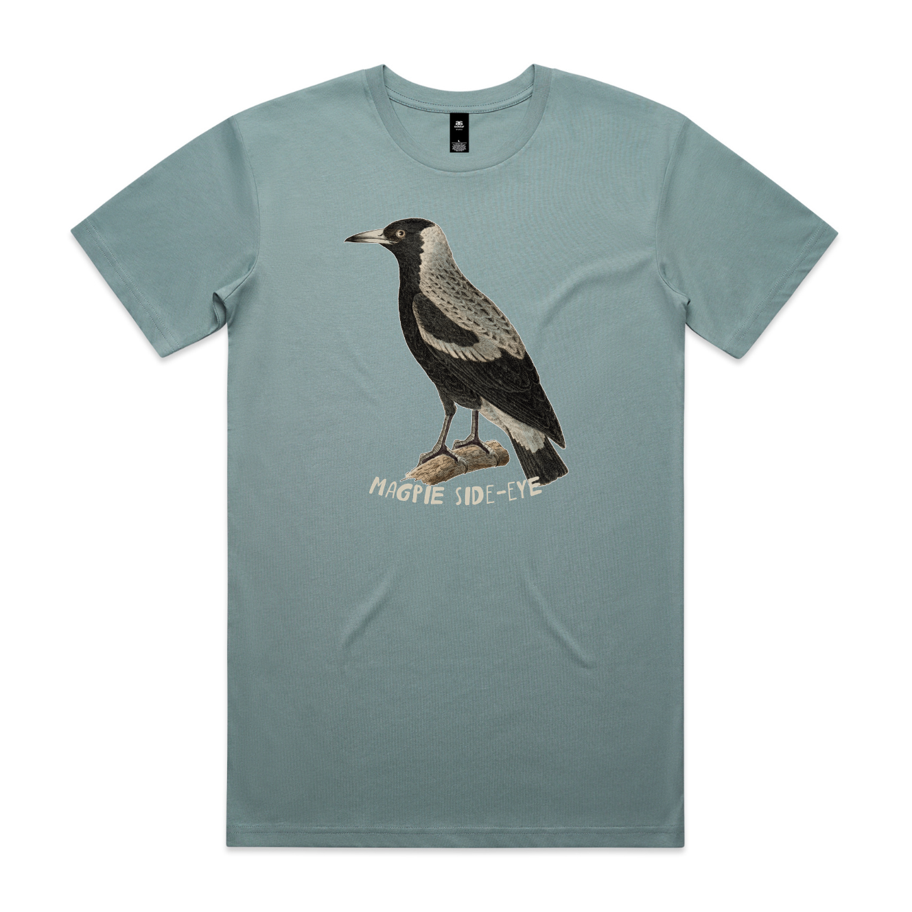 Magpie side-eye australian magpie graphic t-shirt in mineral — fthis