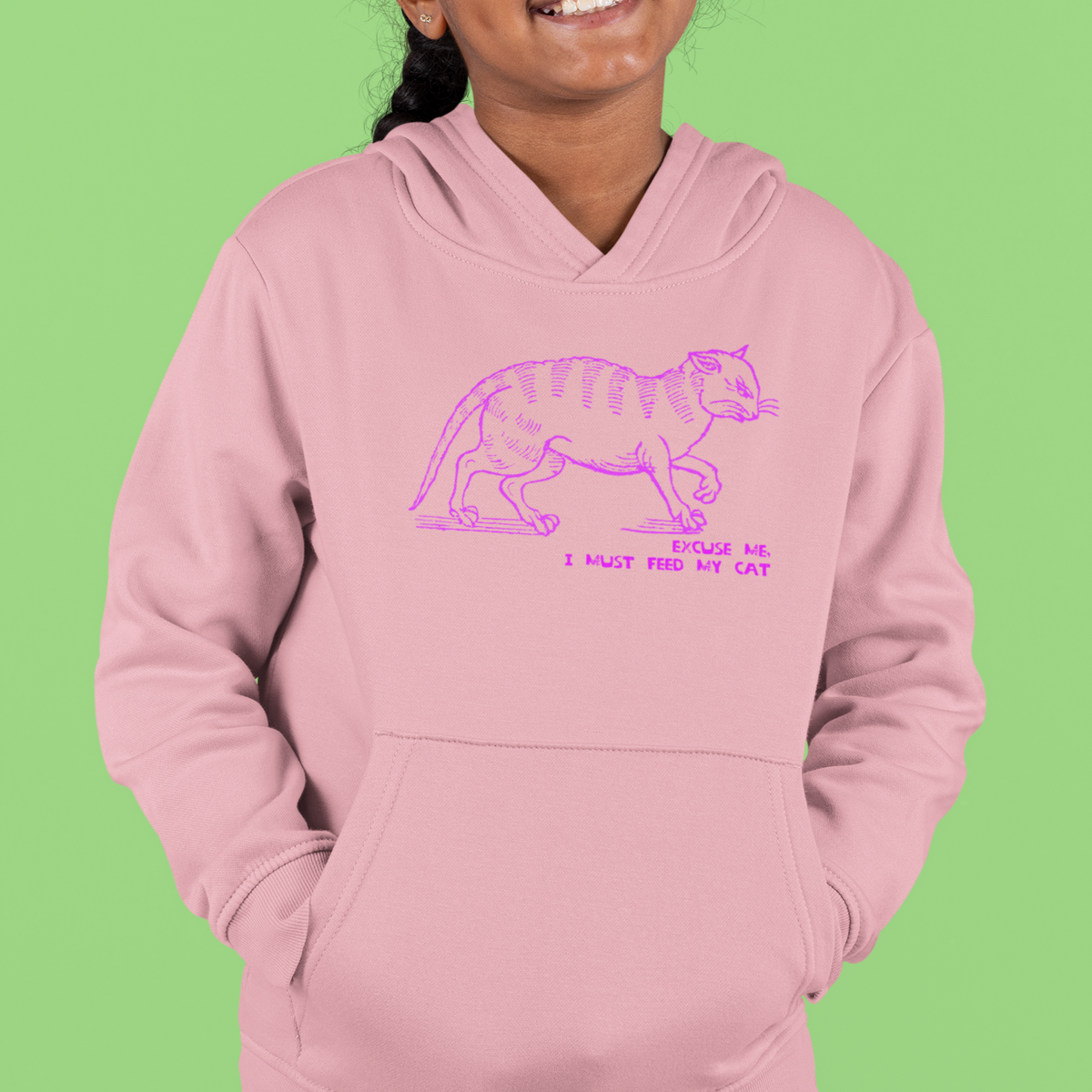 I must feed my cat | vintage design kids hoodie