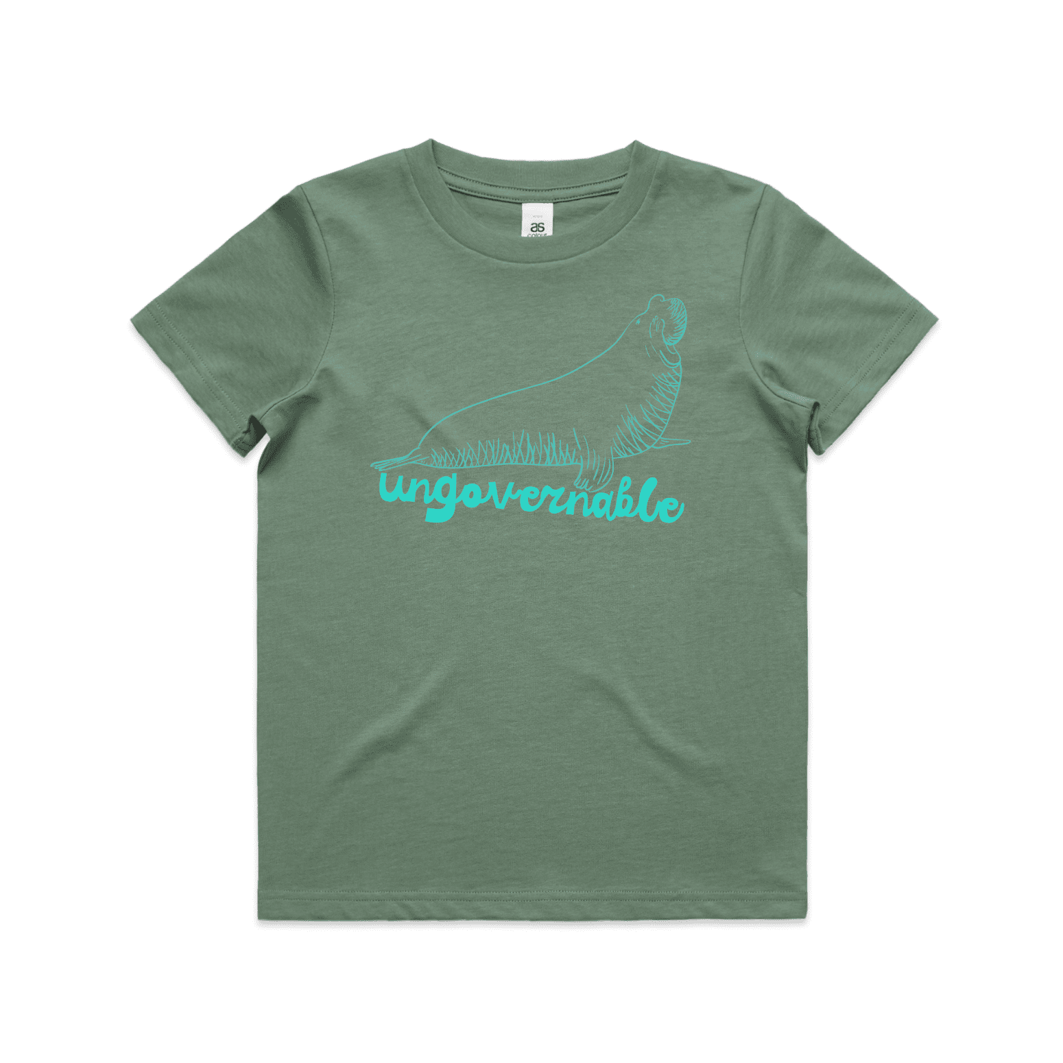 "neil the seal" children's t-shirt - sage- fthis