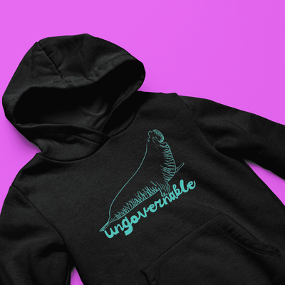 Neil the seal adult hoodie flatlay - fthis