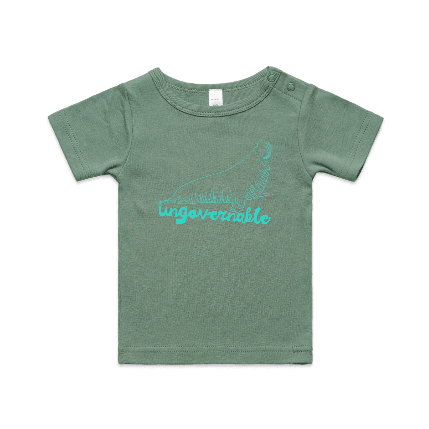 "neil the seal" infant t-shirt - sage - fthis