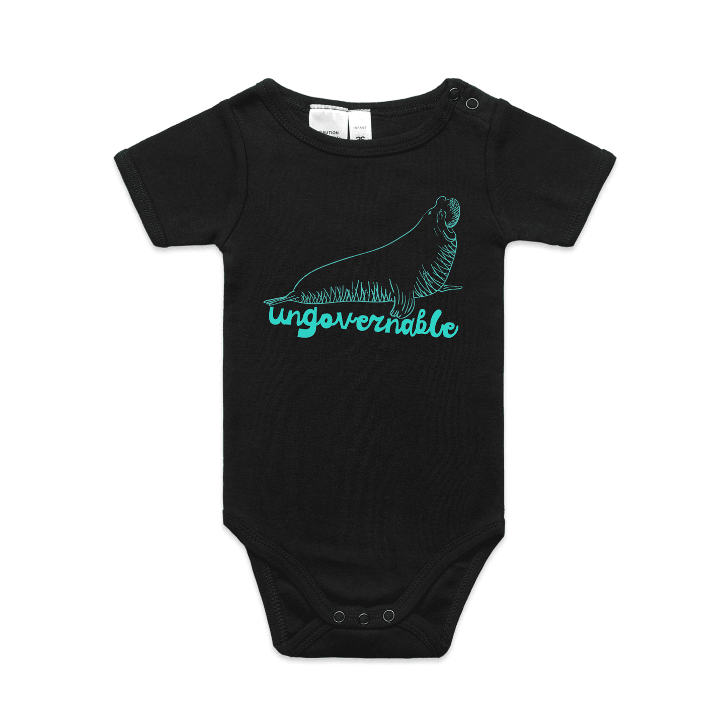 neil the seal baby onesie - black - fthis