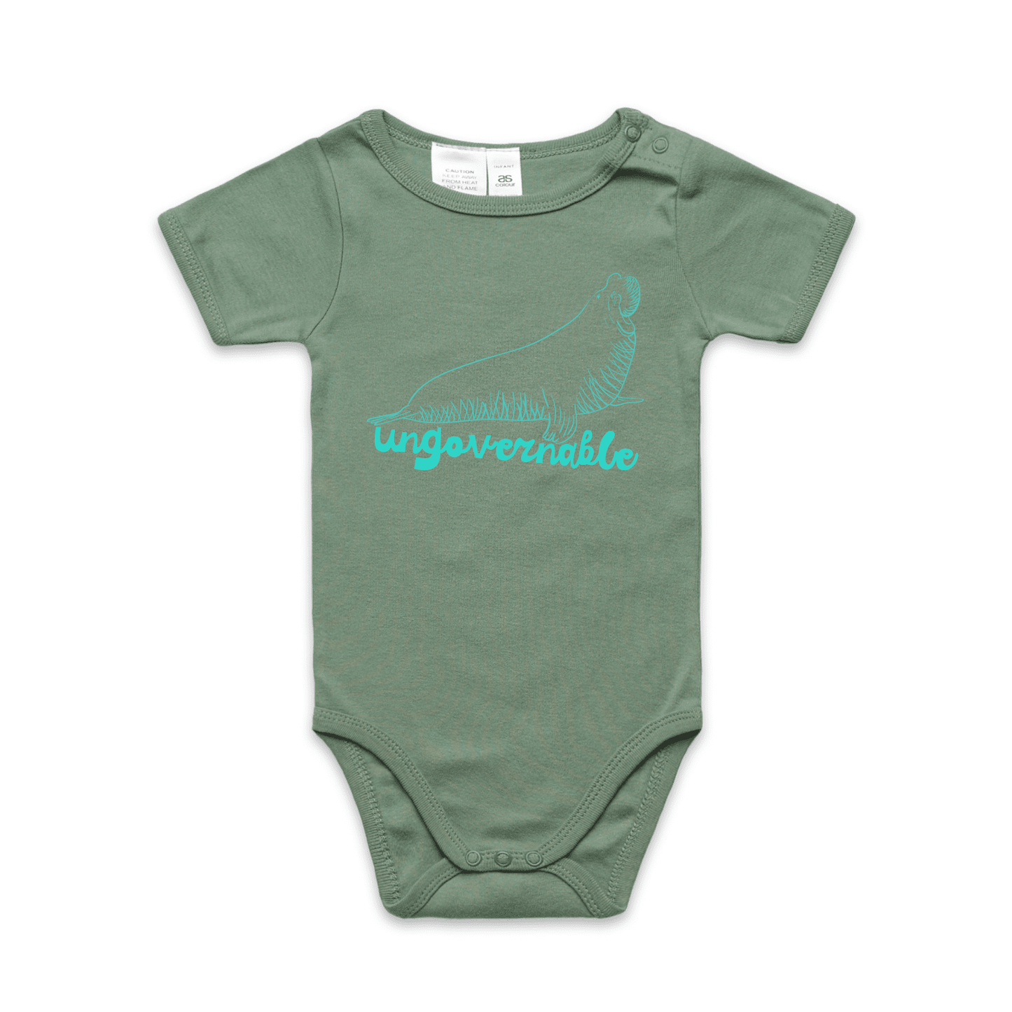 neil the seal baby onesie - sage - fthis