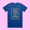 Prickly - bright royal blue classic t-shirt with vintage woodcut style illustration of a cactus - fthis