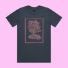 Prickly - petrol blue classic t-shirt with vintage woodcut style illustration of a cactus - fthis