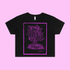 Prickly - black crop t-shirt with vintage woodcut style illustration of a cactus - fthis