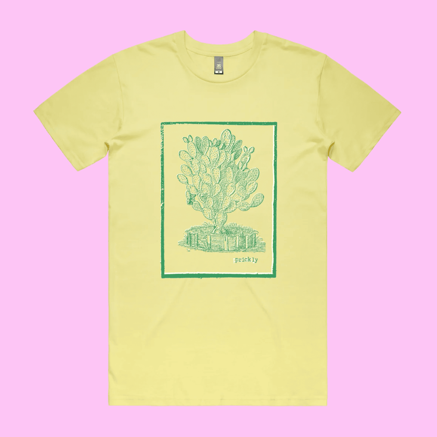 Prickly - lemonade staple t-shirt with vintage woodcut style illustration of a cactus - fthis