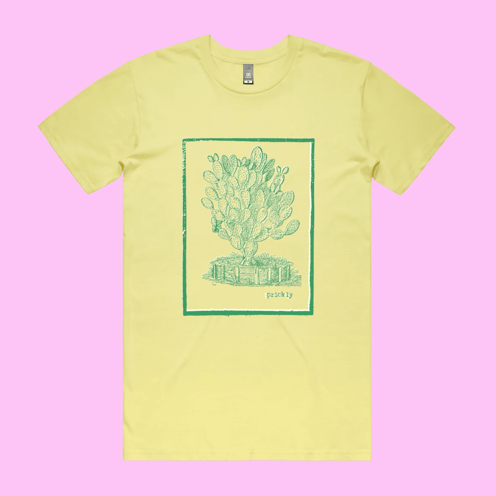 Prickly - lemonade staple t-shirt with vintage woodcut style illustration of a cactus - fthis